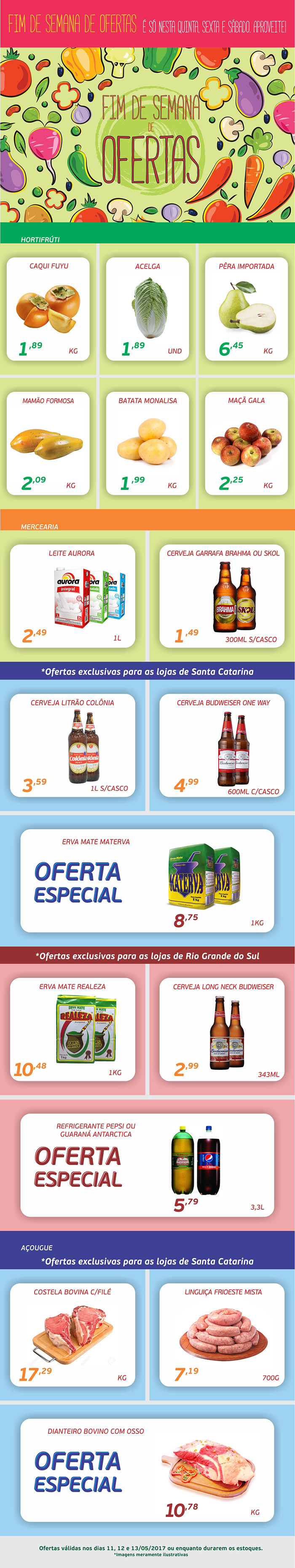 Ofertas do Final de Semana - Dias 12, 13 e 14/05