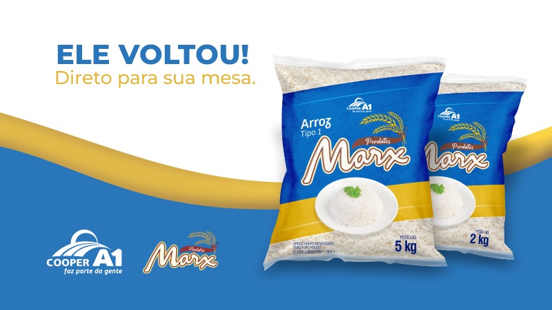 Arroz Marx retorna ao mercado com selo de qualidade Cooper A1 